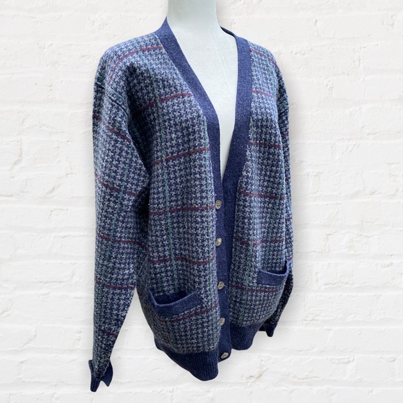 Vintage 100% Wool Plaid Grandpa Cardigan - Picture 2 of 4